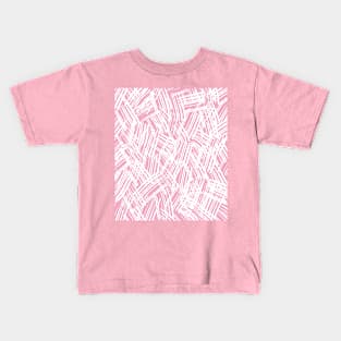 Lines Sketch in Blush Pink and White Kids T-Shirt